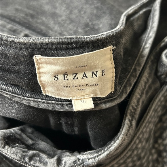 Sezane Rome Shorts in Black Wash Denim - Picture 3 of 3